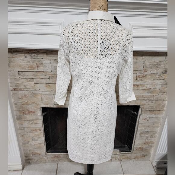 Talbots white eyelet shirt dress over a slip dress‎ size 4 small new!!! - Picture 3 of 9